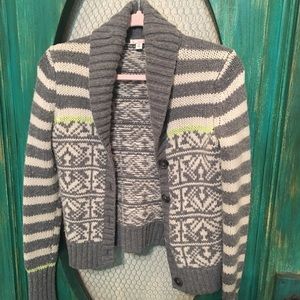 Gap shawl collar wool blend fair isle sweater